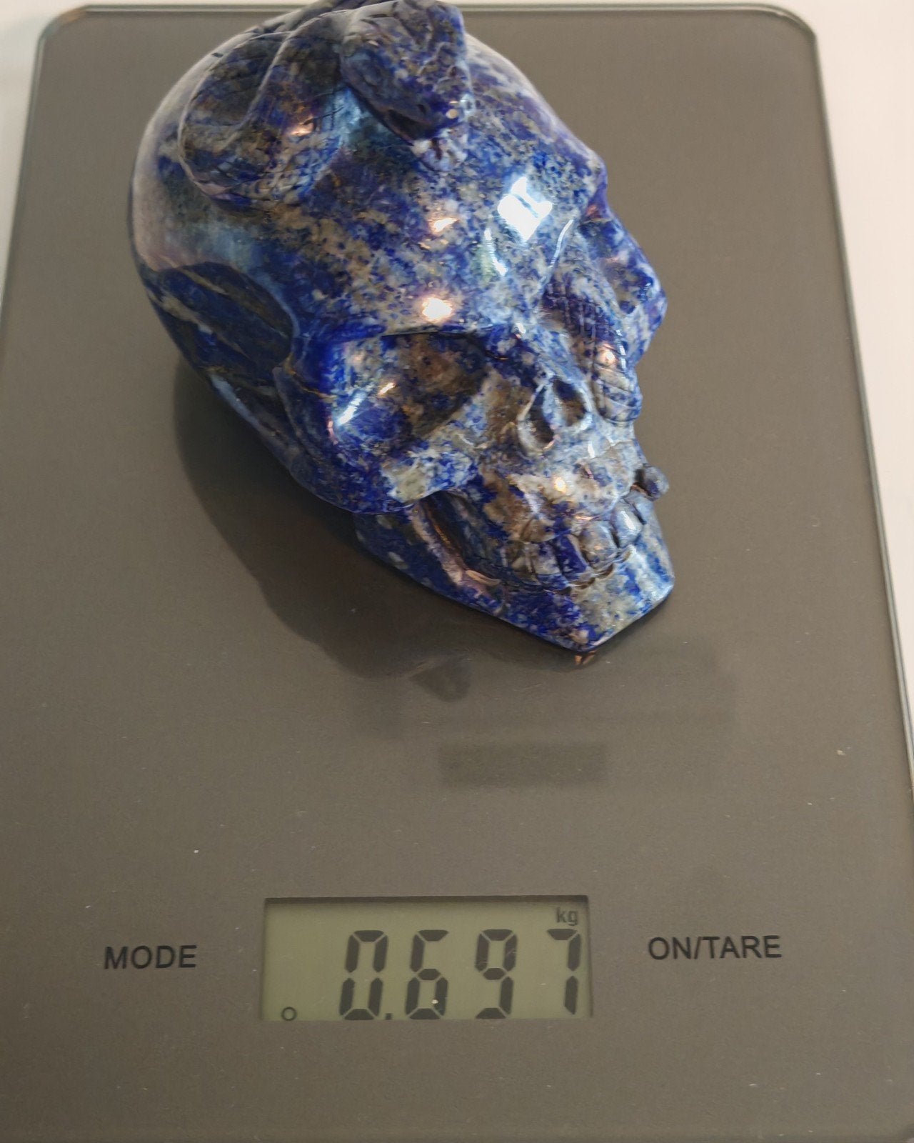 Schedel in Lapis Lazuli 697gr, Ophalen of Verzenden, Mineraal
