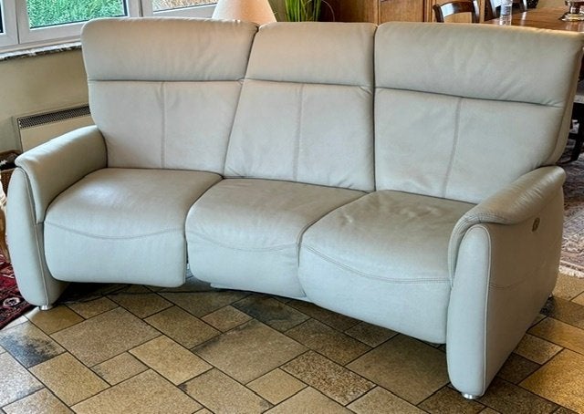 Canapé cuir Blanc Crème complet 3+1 électrique, Maison & Meubles, Canapés | Salons, 100 à 125 cm, Banc droit, Enlèvement, Utilisé