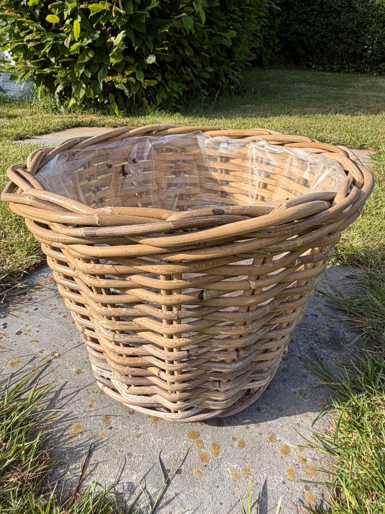 Rieten bloempot, Jardin & Terrasse, Pots de fleurs, 25 à 40 cm, Rond, Comme neuf, Enlèvement