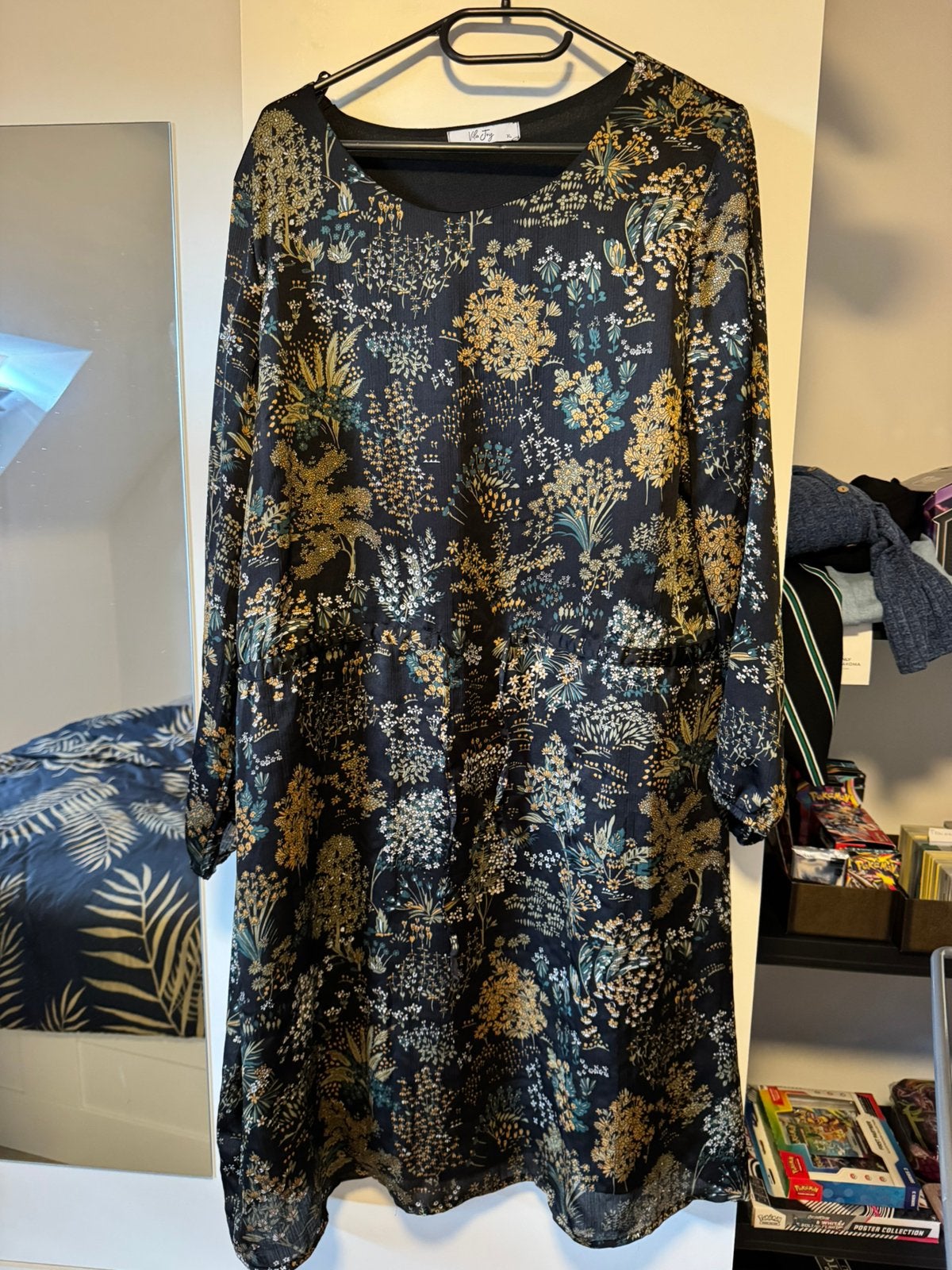 Zwarte jurk met bloemenprint, Verzenden, Zo goed als nieuw, Zwart, Jurk