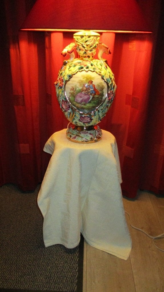 Grote Italiaanse keramiek tafellamp Capodimonte style, Enlèvement, Comme neuf, Autres matériaux