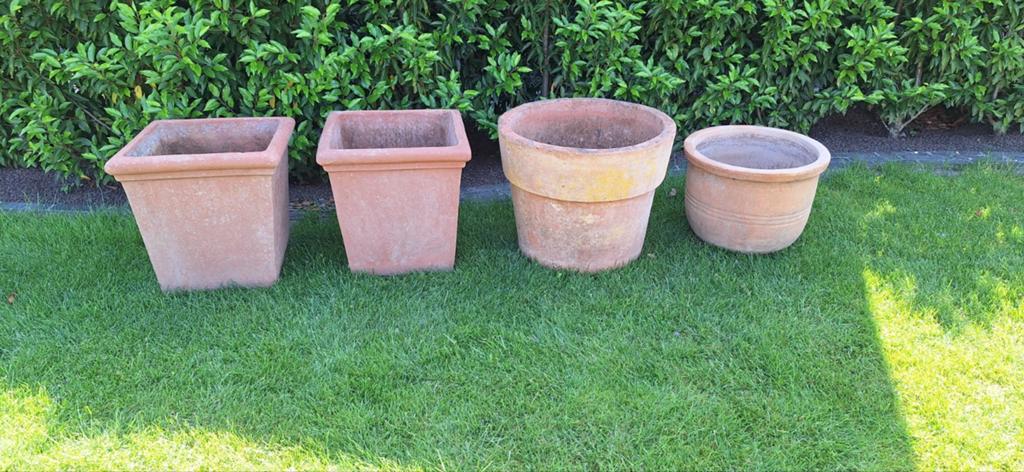 Terracotta bloempotten, Tuin en Terras, Bloempotten, Ophalen, Vierkant, Terracotta