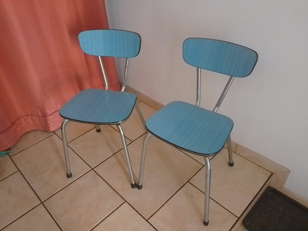 Mobilier cuisine, Maison & Meubles, Chaises, Enlèvement ou Envoi, Utilisé, Bleu, Deux