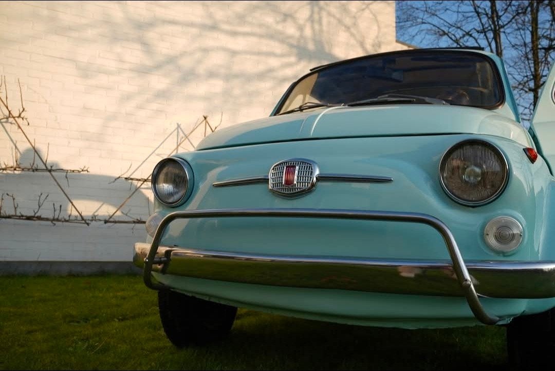 superbe fiat 500 L ancetre, Cabriolet, Blauw, Leder en Stof, Bruin