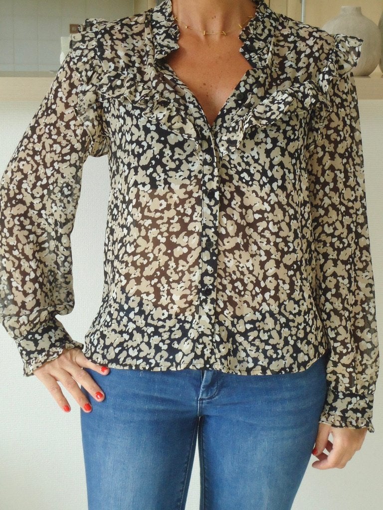 Mooie blouse beige zwart, Kleding | Dames, Emma Ella, Beige, Nieuw, Ophalen of Verzenden
