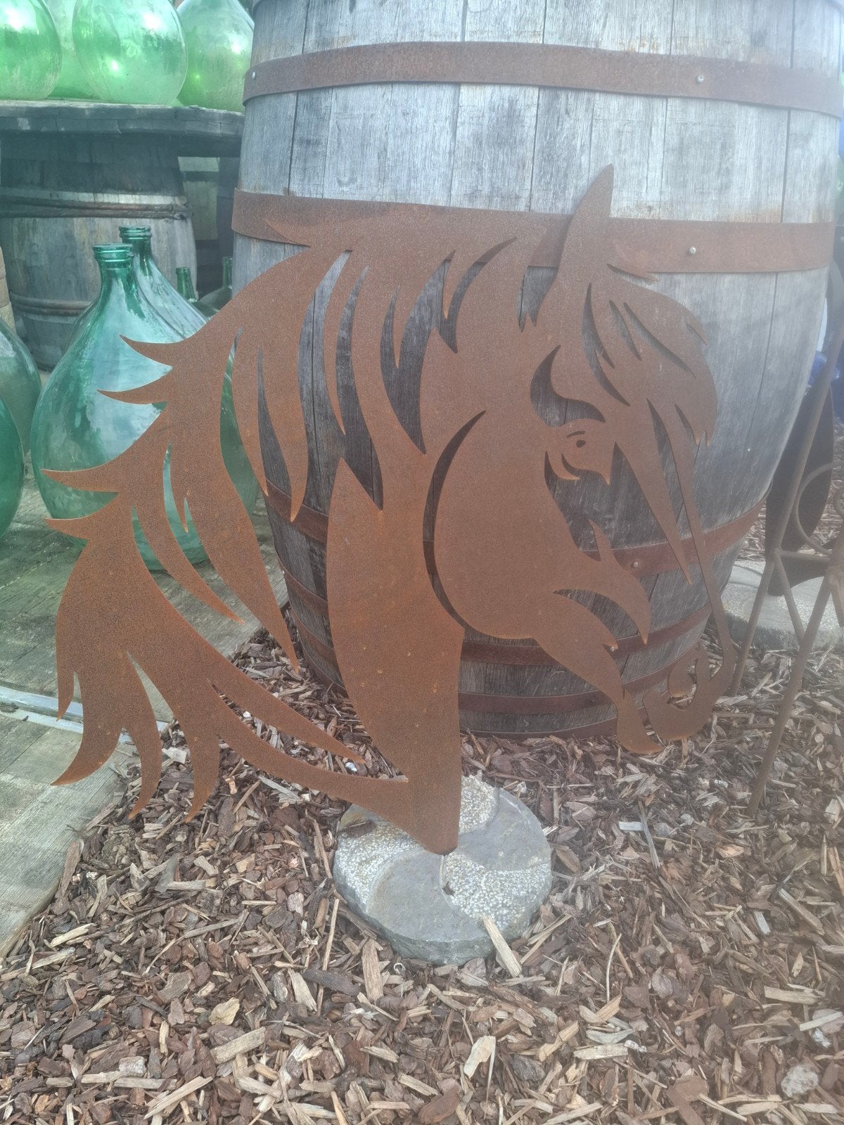 Tête de cheval en acier corten de 3 mm de la marque Horse Lo