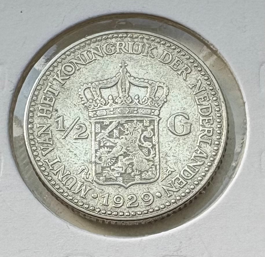 Zilveren 1/2 Gulden 1929 Nederland, Ophalen of Verzenden, Koningin Wilhelmina