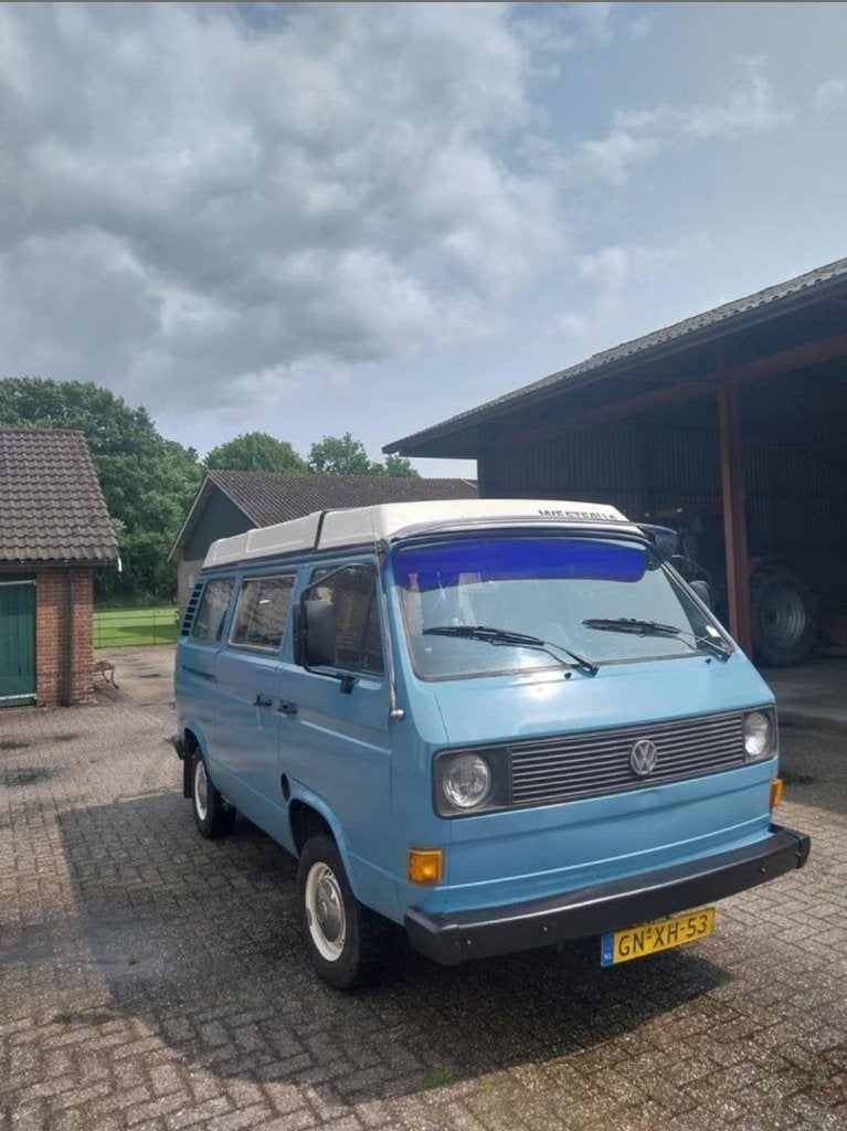 Volkswagen T3 Westfalia camper, Auto's, Achterwielaandrijving, 4 cilinders, Blauw, Bruin