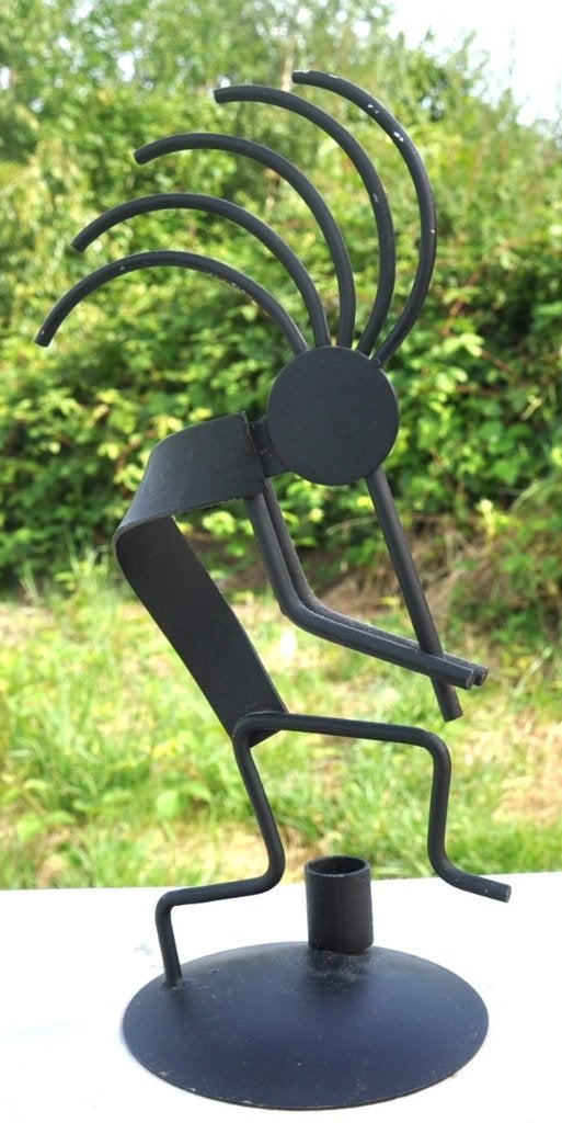 bougeoir en fer forgé danseur design, Enlèvement ou Envoi, Utilisé, 33 cm, Métal