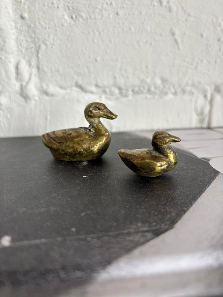 Klein duo van vintage koperen eenden, Antiek en Kunst, Antiek | Brons en Koper, Ophalen of Verzenden