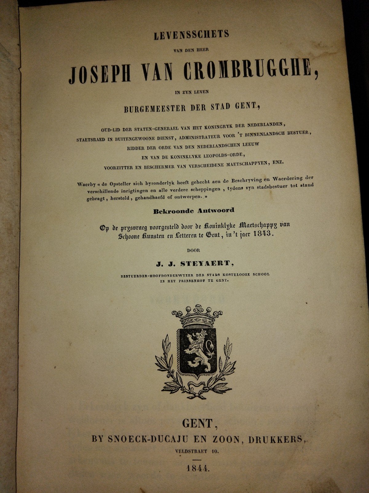 burgemeester gent jaar 1844 boek, Ophalen of Verzenden