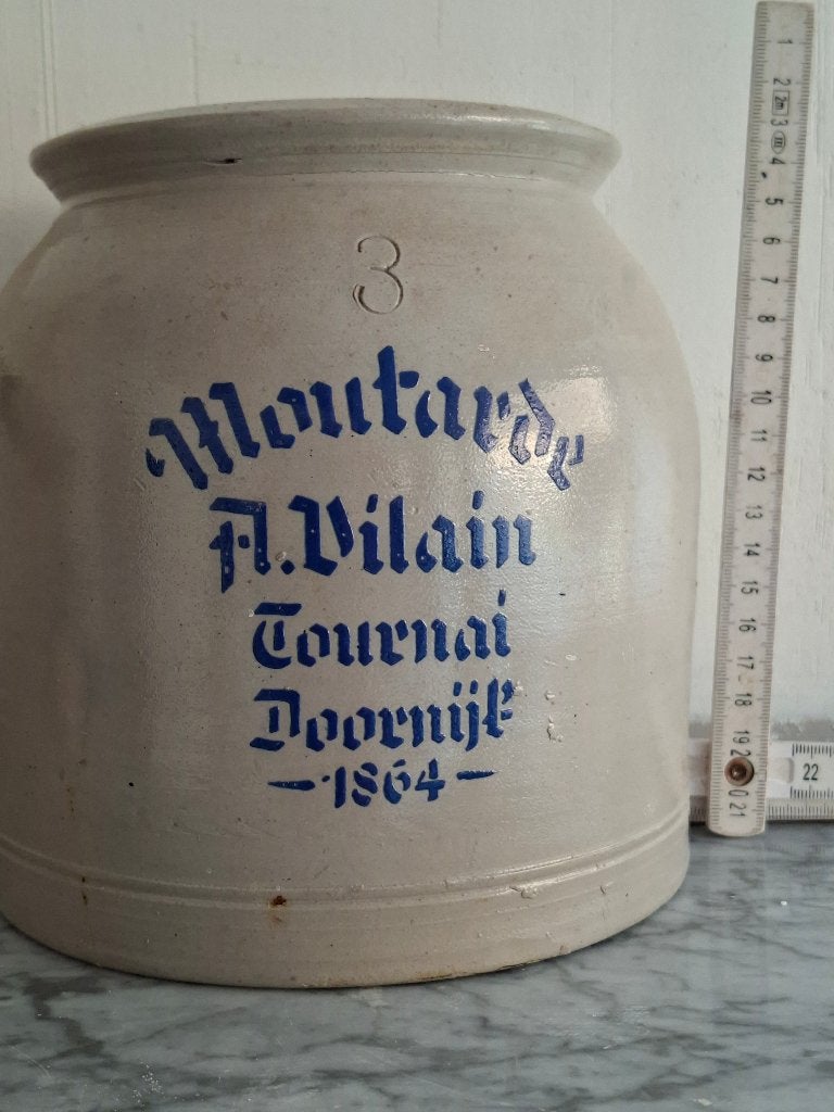 oude mosterdpot A. Vilain Doornik, Brocante, Comme neuf, Enlèvement, Gris