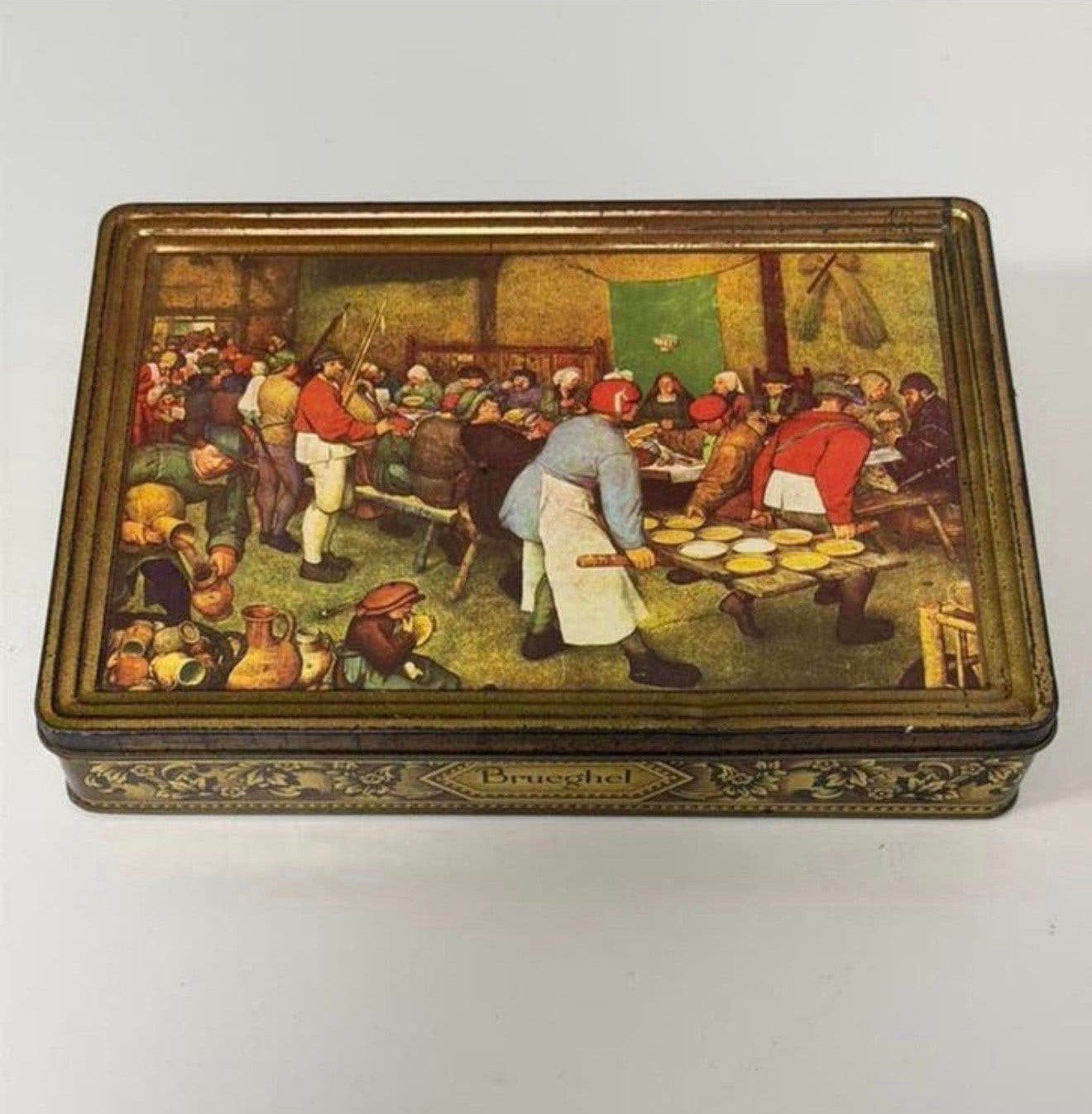 Vintage De Gruyter blikken trommel Brueghel 1953 antiek blik, Ophalen of Verzenden, Zo goed als nieuw