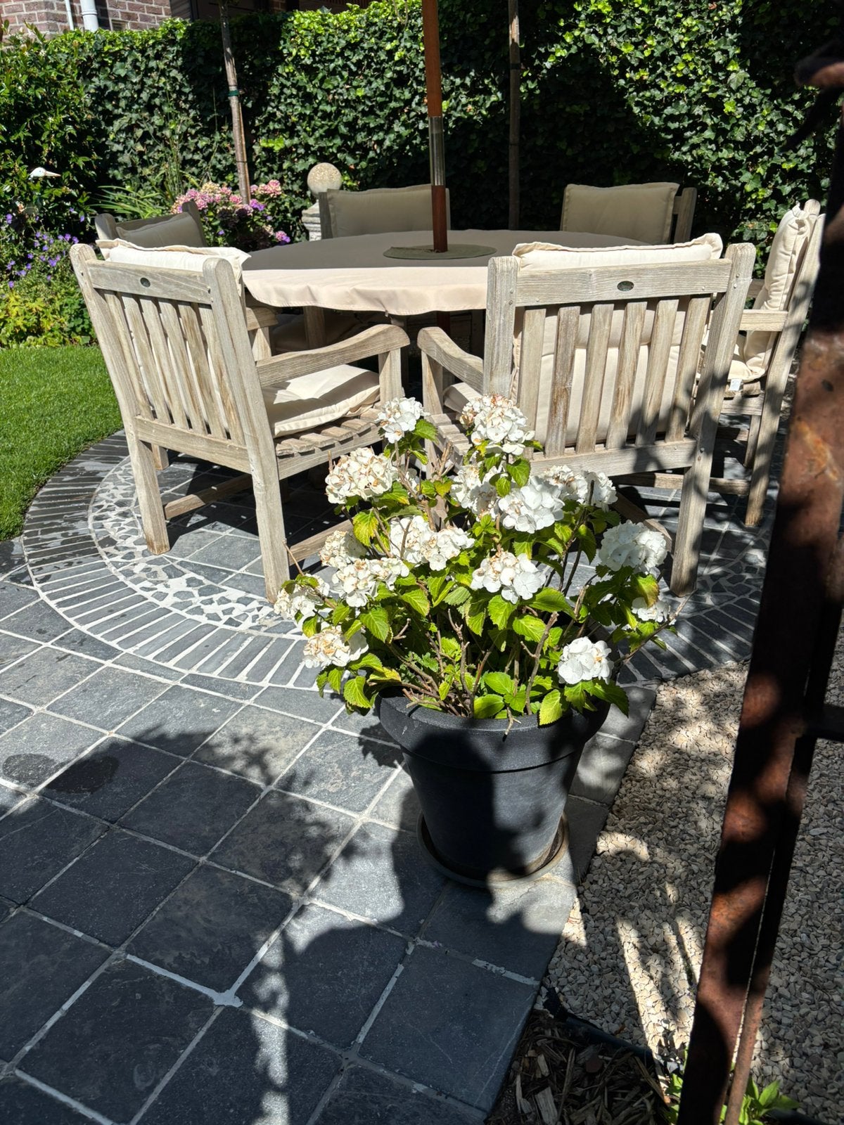 Mooi geleefd landelijk tuinstel, Tuin en Terras, Ophalen, Gebruikt, Teakhout