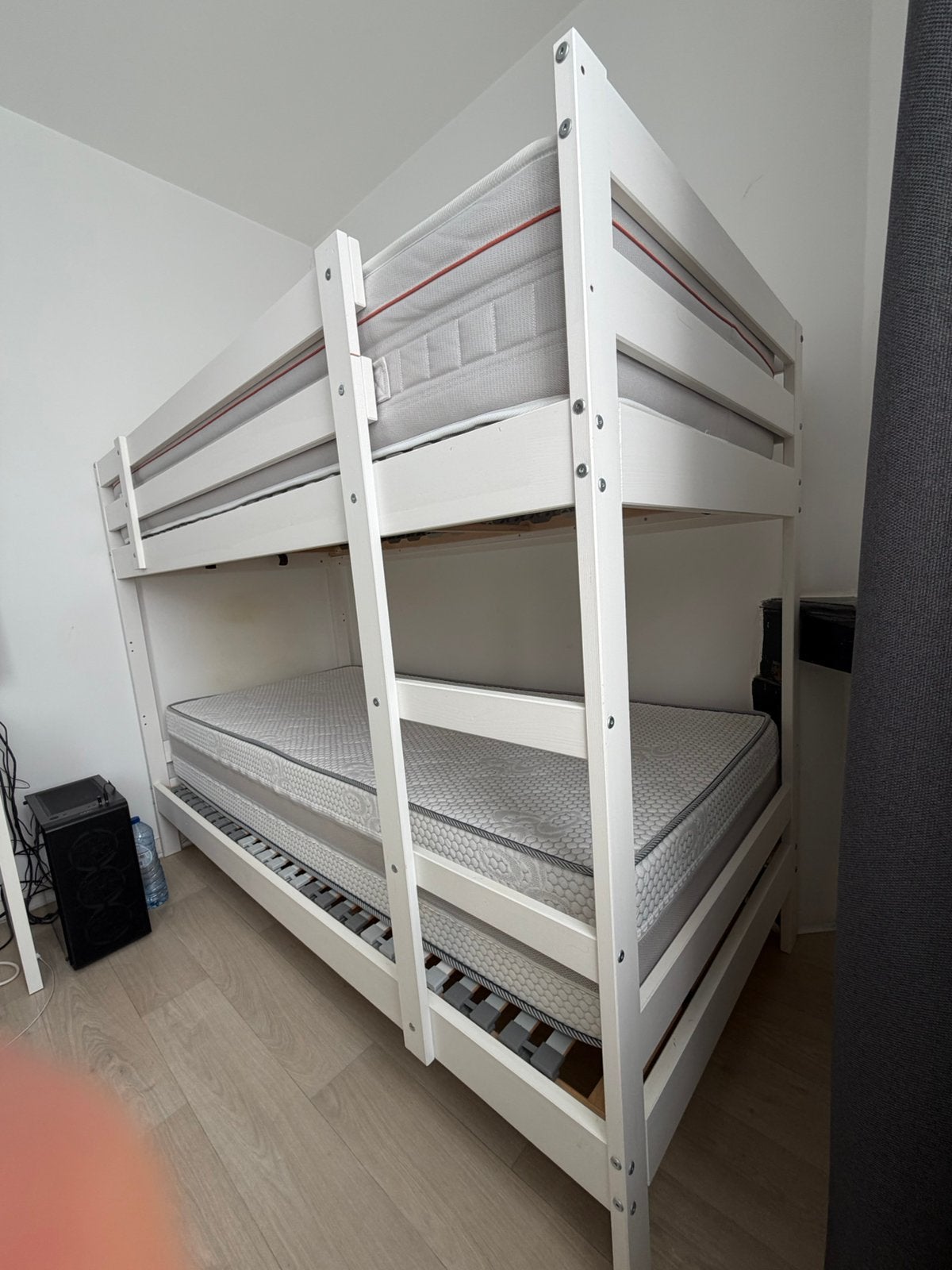 Lit superposé blanc avec matelas 90/200, 90 cm, Comme neuf, Enlèvement, 200 cm