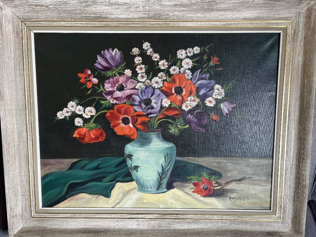 Olieverfschilderij (99x79cm) stilleven bloemen - A. Oorlynck, Ophalen