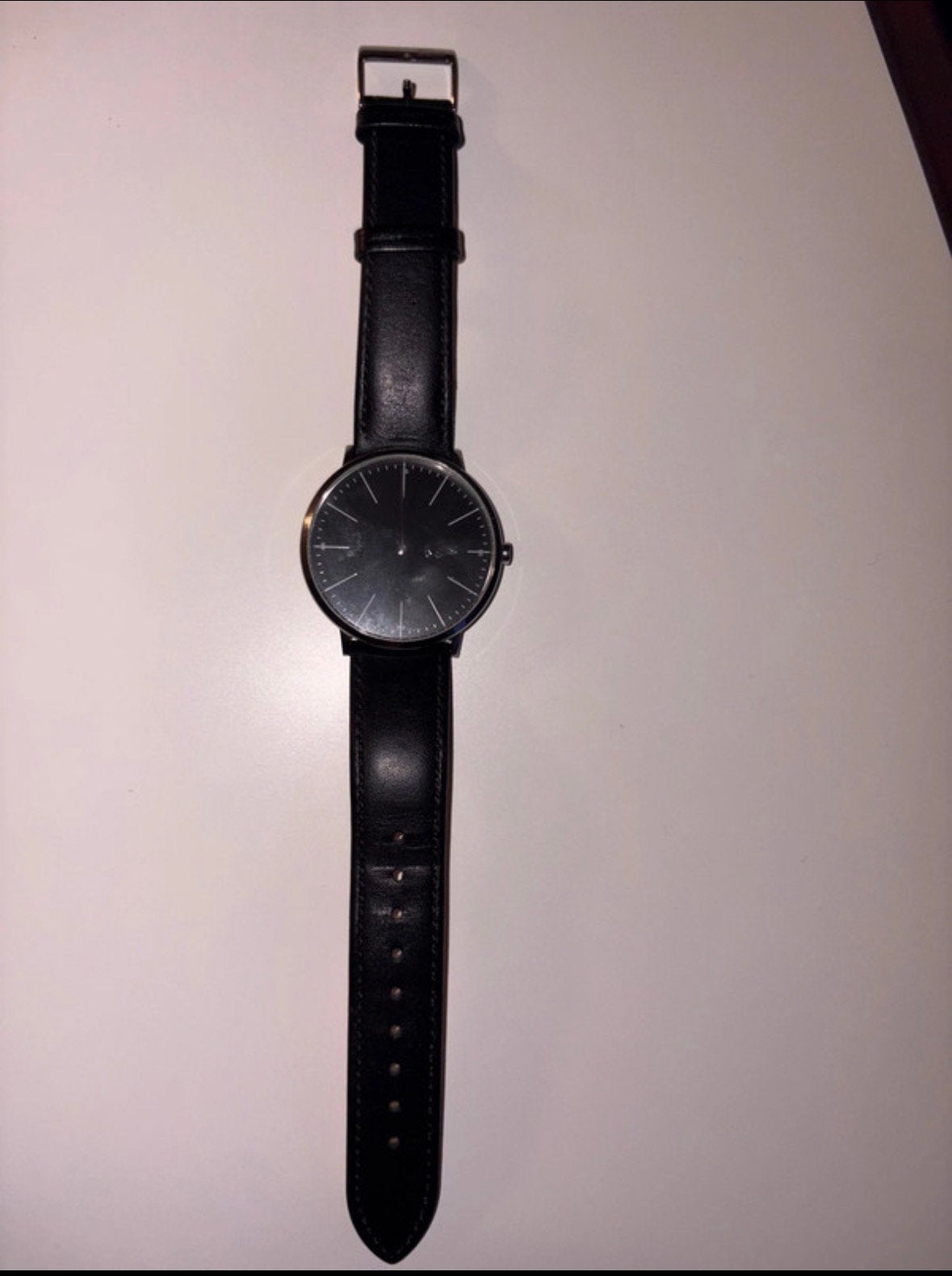 Montre Lacoste Moon homme noire cuir - LC.96.1.14.2687, Handtassen en Accessoires, Overige merken, Staal, Polshorloge, Ophalen of Verzenden