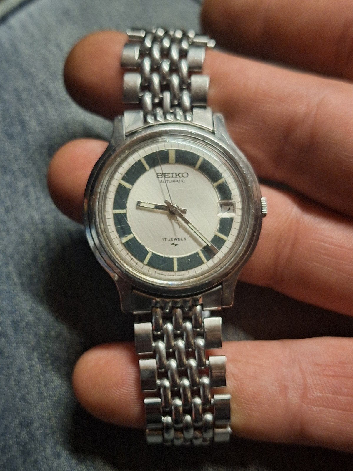 Seiko Automatic Vintage Bullseye rijstkorrelarmband uit 1977, Ophalen of Verzenden, Seiko