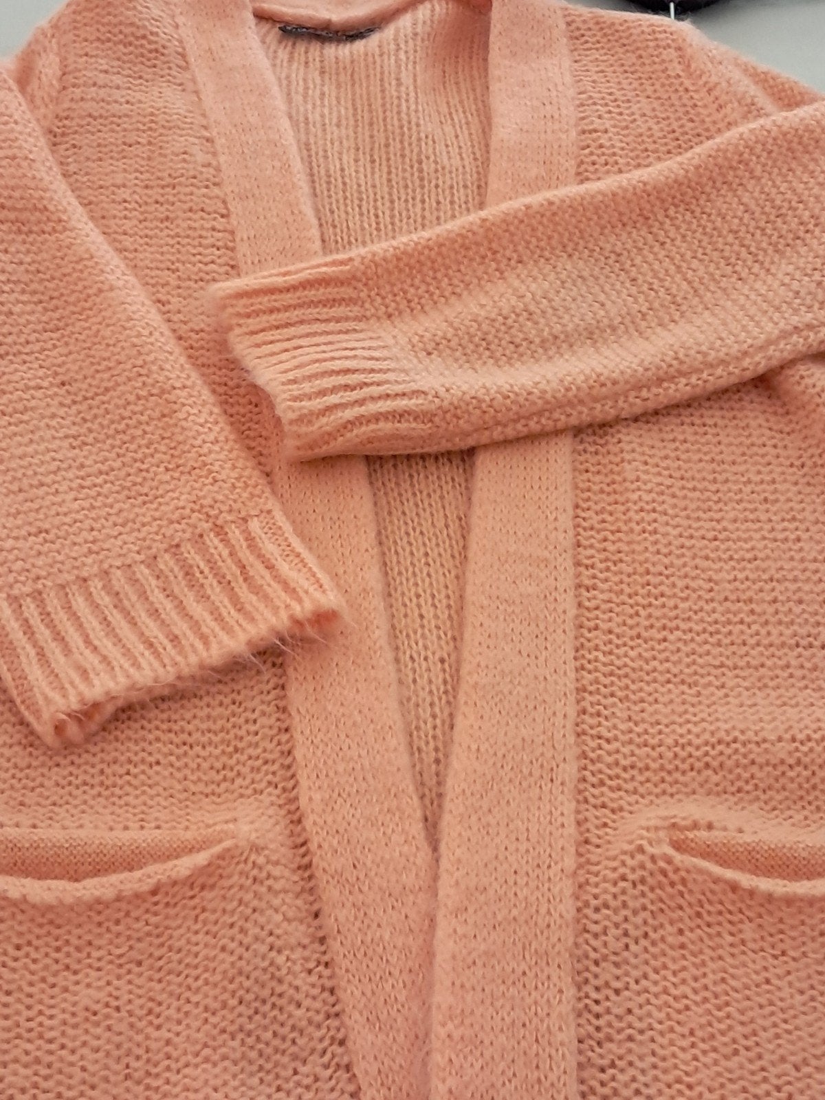 Pasteloranje lange knoploze vest, maat large, Kleding | Dames, River Woods, Maat 42/44 (L), Oranje, Ophalen of Verzenden
