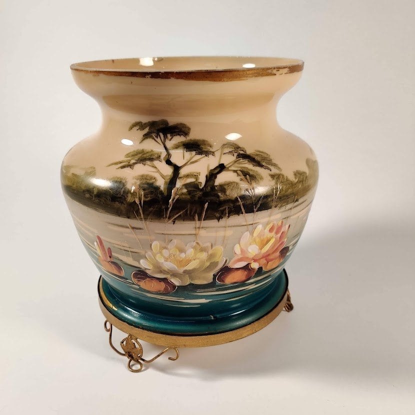 opaline - opaal vaas. Handgeschilderd , Japans motief, Antiek en Kunst, Ophalen of Verzenden