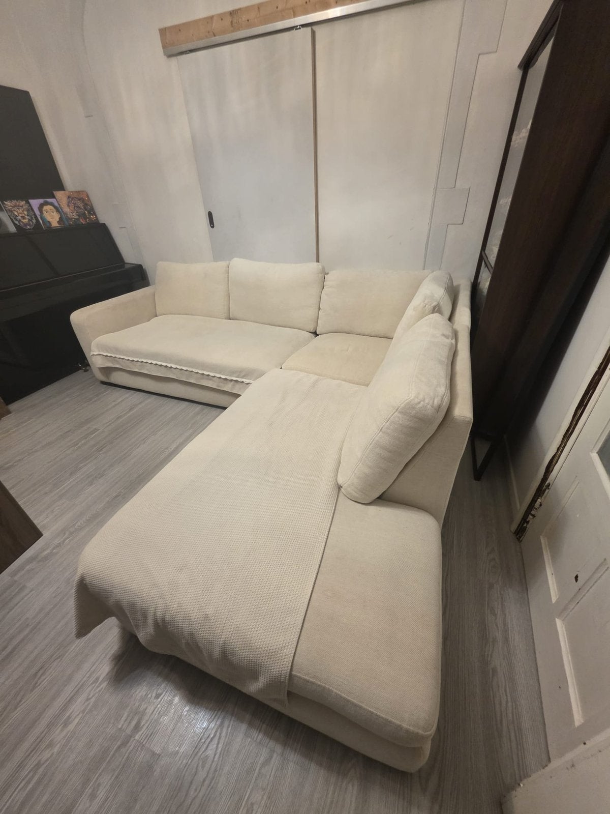 À vendre : Grand fauteuil d’angle beige / écru, Maison & Meubles, Enlèvement, Comme neuf