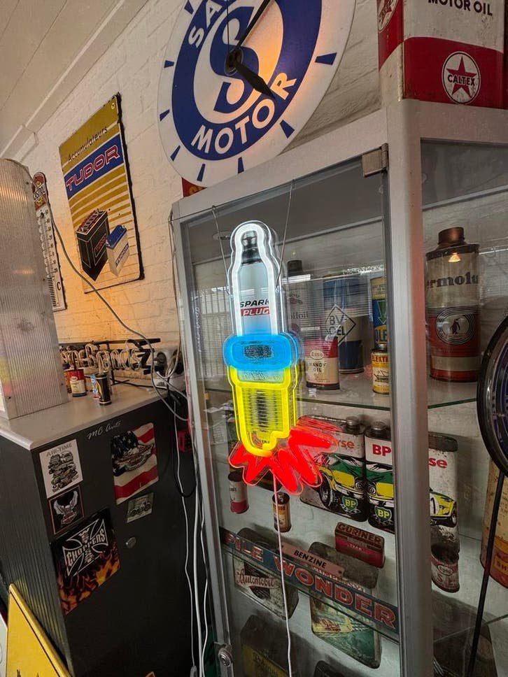 Vintage Neon Spark Plug Reclamebord - Garage Decoratie, Autos : Divers, Accessoires de voiture