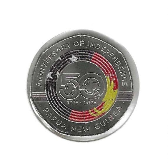 Papoea New Guinea, 50 Toea 2025, 50th Ann. of Independence., Postzegels en Munten, Munten | Oceanië, Ophalen of Verzenden, Losse munt