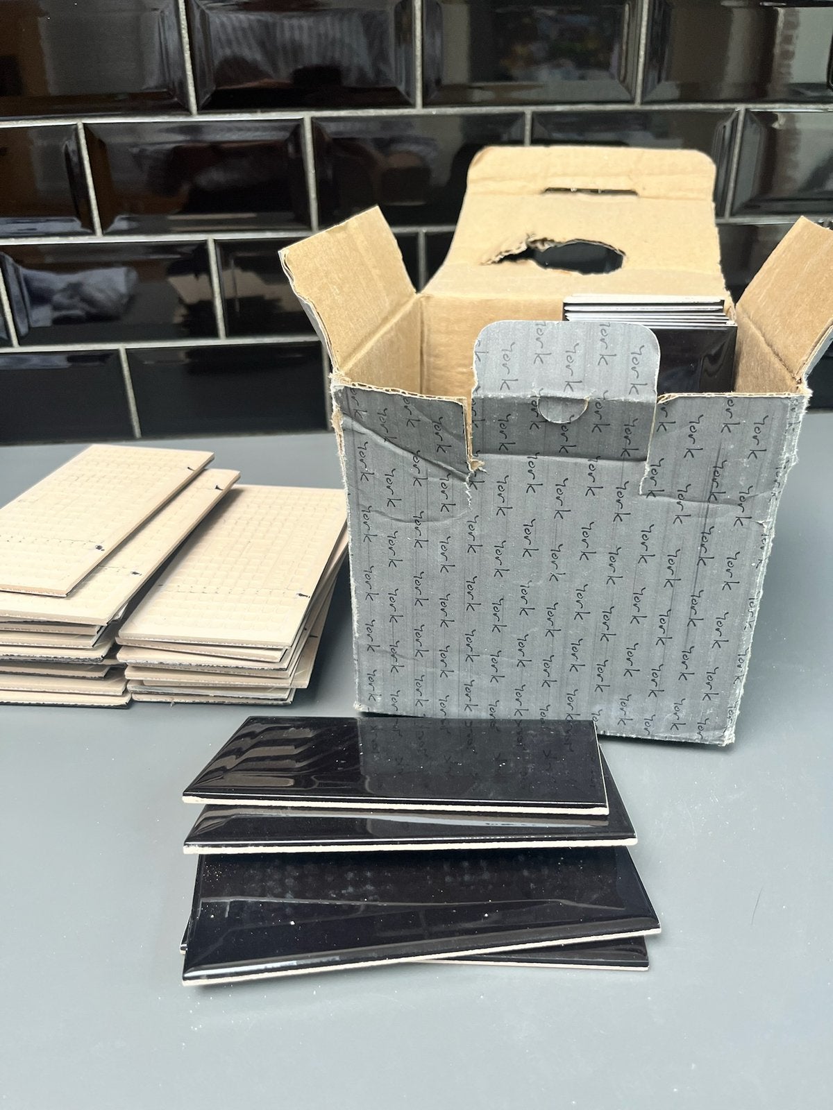 Zwarte metro wandtegels 31 stuks, Nieuw, Minder dan 20 cm, Wandtegels, Keramiek