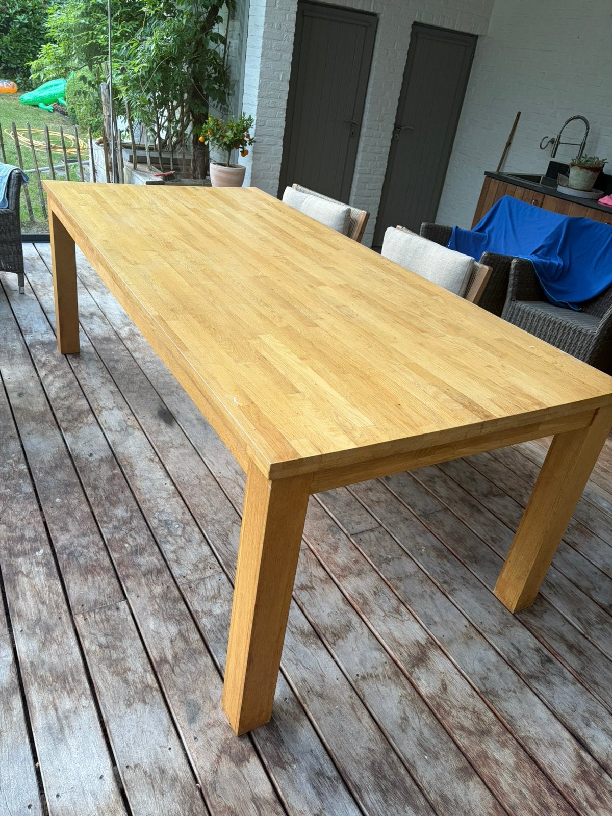 Houten tuintafel, Huis en Inrichting, Tafels | Eettafels, Ophalen, 100 tot 150 cm, Zo goed als nieuw, Vijf personen of meer