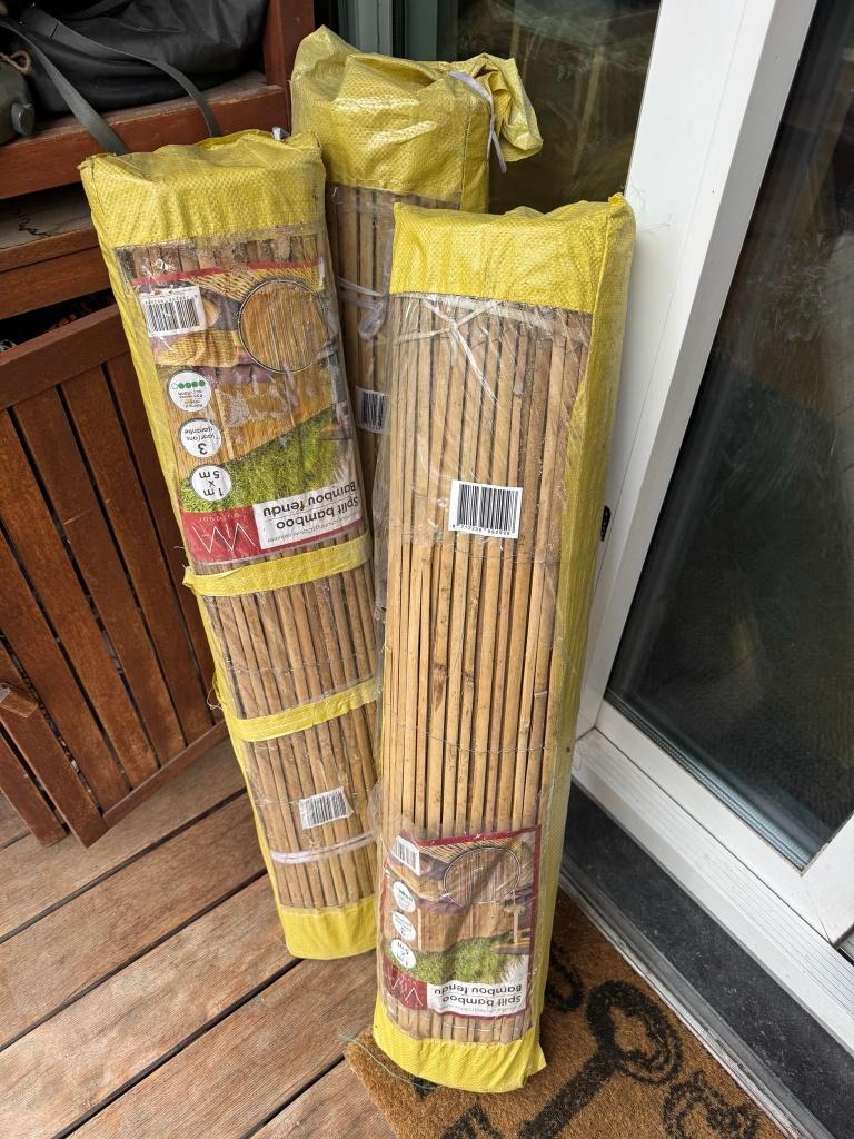 3 Clôtures en bambou naturel – 1x5m, Neuf, 200 cm ou plus, Enlèvement, 100 à 150 cm