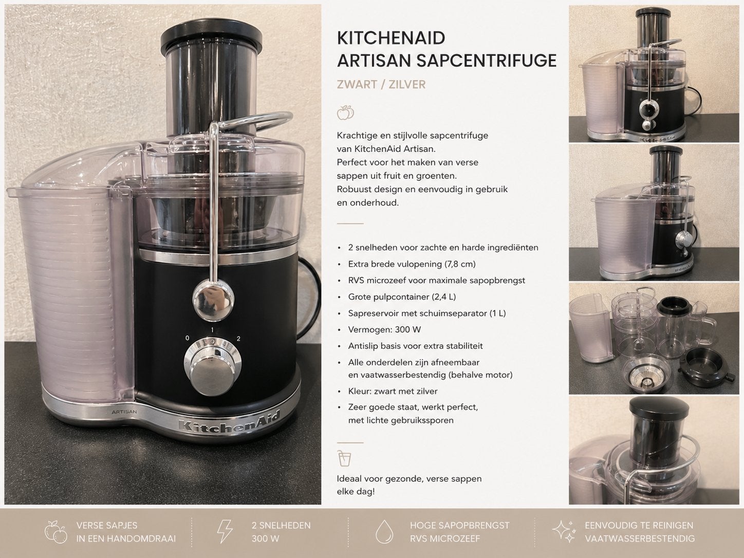 Presse-agrumes artisanal Kitchenaid, Electroménager, Mélangeurs de cuisine, Résiste au lave-vaisselle, Enlèvement, Utilisé, 1 à 2 litres