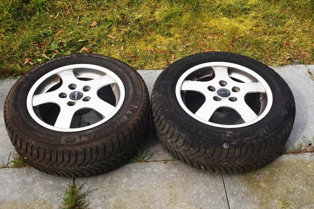 Michelin Alpin 195x65R15 velgen en winterbanden, Ophalen, Gebruikt, 15 inch, Winterbanden