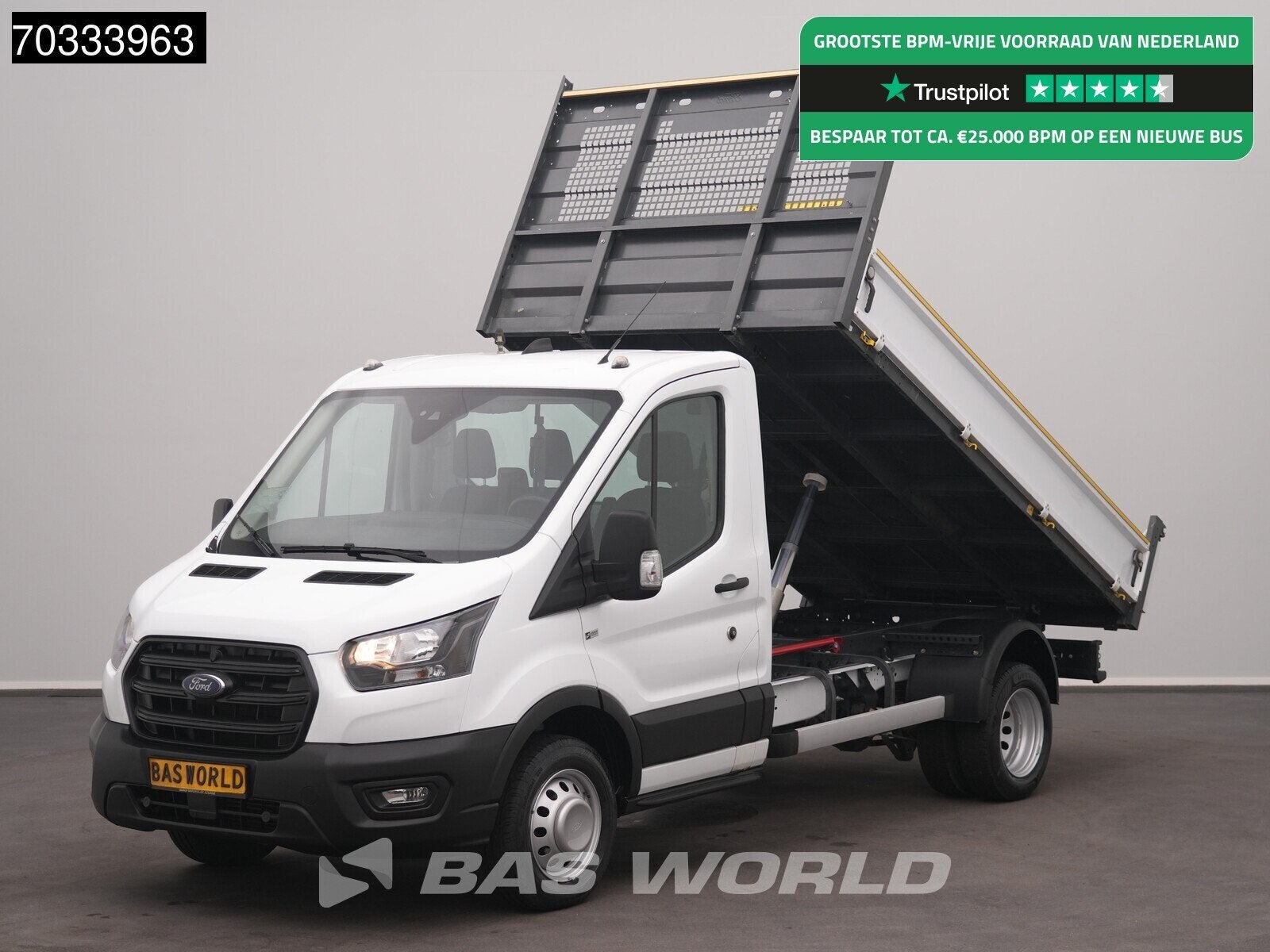 Ford Transit 165pk Kipper Dubbellucht 3,5t Trekhaak Airco Ca, Auto's, Bestelwagens en Lichte vracht, Stof, 4 cilinders, Wit, Bedrijf