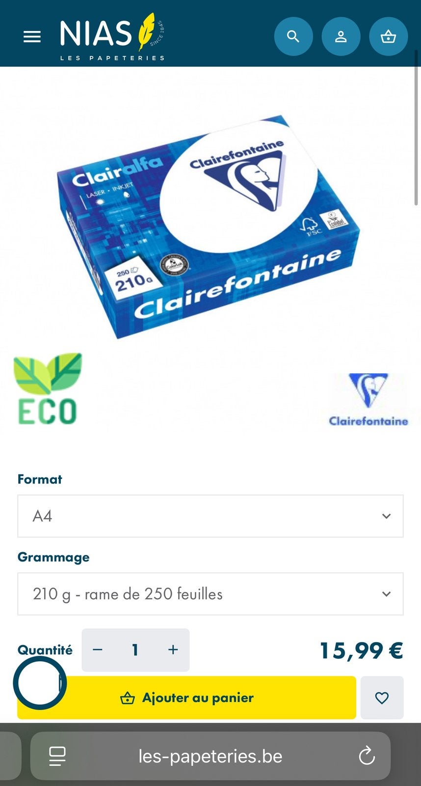 4 paquets de 250 feuilles blanches A4 210gsm. Laser et encre, Enlèvement, Neuf