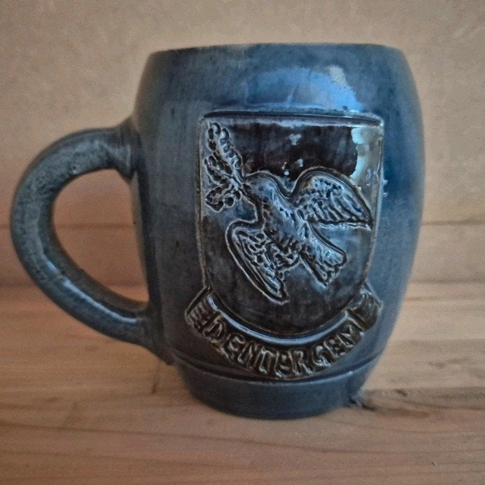 Vintage Blauwe Steengoed Mok Vredesduif Wapen - Boleslawiec, Ophalen of Verzenden