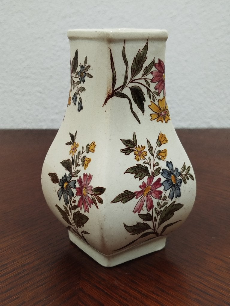 Antiek vaasje, A.B. Paris, handbeschilderd bloemenmotief, Ophalen of Verzenden