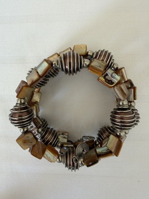 Wikkelarmband met Oosterse Stenen, Handtassen en Accessoires, Overige materialen, Bruin, Nieuw, Ophalen of Verzenden