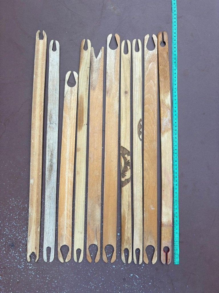 Set houten weefspoelen / weefnaalden - diverse lengtes, Hobby en Vrije tijd, Spinnewielen en Spinnen, Ophalen, Gebruikt, Overige typen