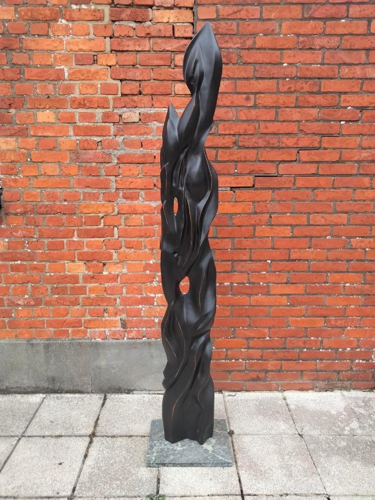 Vintage XXL Abstract Modernist beeld hout kunst 164cm hoog!, Ophalen