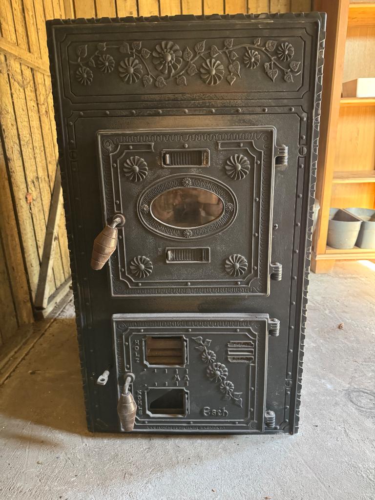 Gietijzeren kachel ESCH te koop, Huis en Inrichting, Ophalen, Gebruikt, Inbouw, Houtkachel