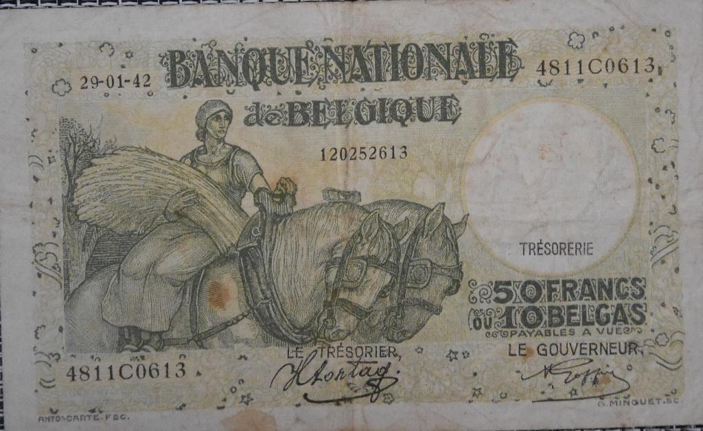 Bankbiljet 50 Frank België 08.01.42, Ophalen of Verzenden, België, Los biljet