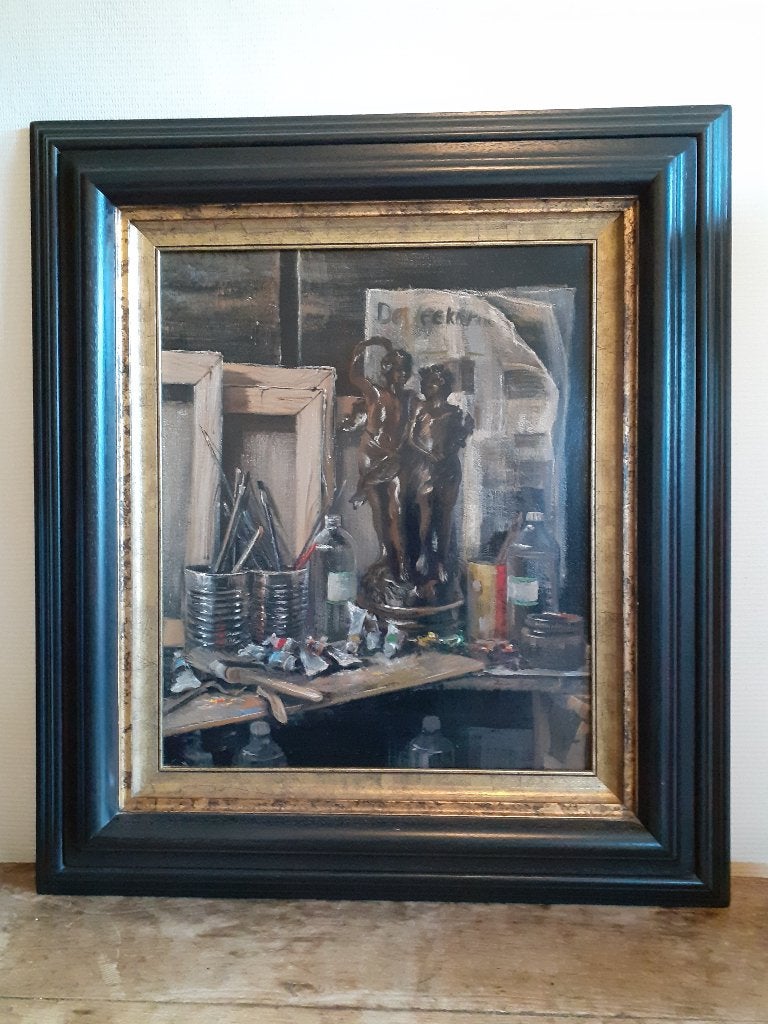 Leon Engelen  -  Het Atelier, Antiquités & Art, Art | Peinture | Classique, Peinture à l'huile, Signé, Enlèvement, Toile