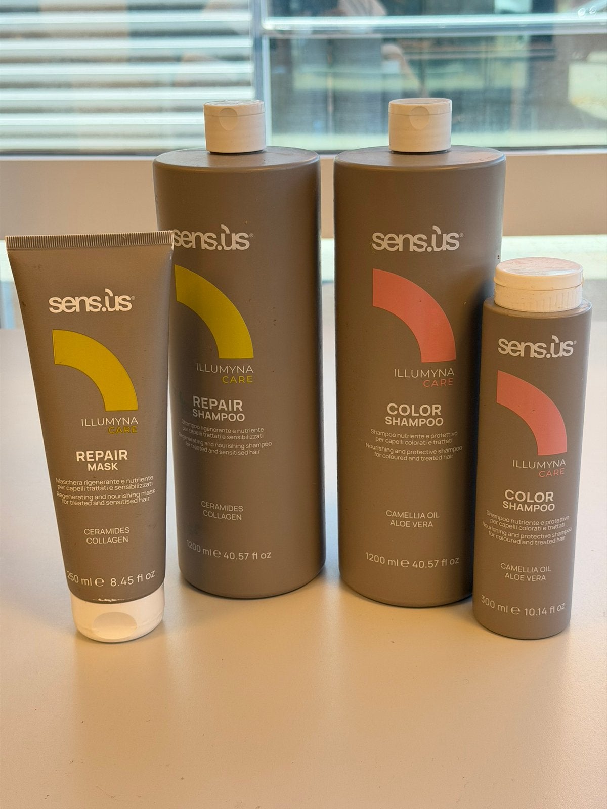 Sens-us Illumyna Care Shampoo & Masker 4 Partij repair color, Ophalen of Verzenden, Nieuw, Shampoo of Conditioner