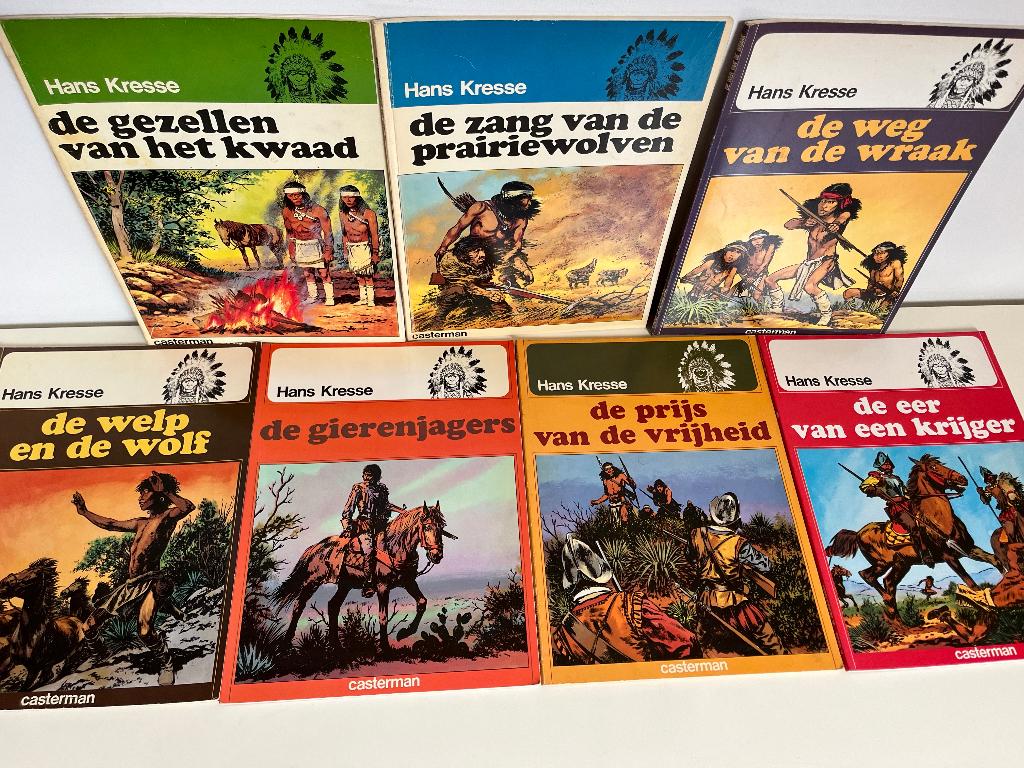 Kresse - Indianenreeks - deel 3 t/m 9 - 1e druk 1974/1982, Envoi, Hans Kresse
