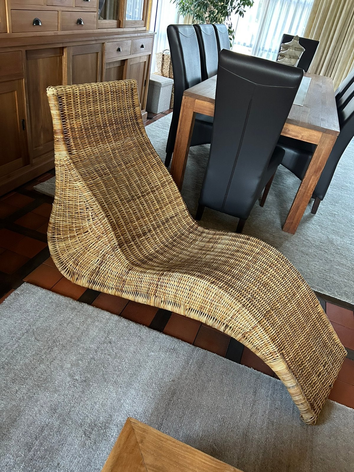 Rotan ligbed voor binnen., Ophalen, Zo goed als nieuw, Rotan