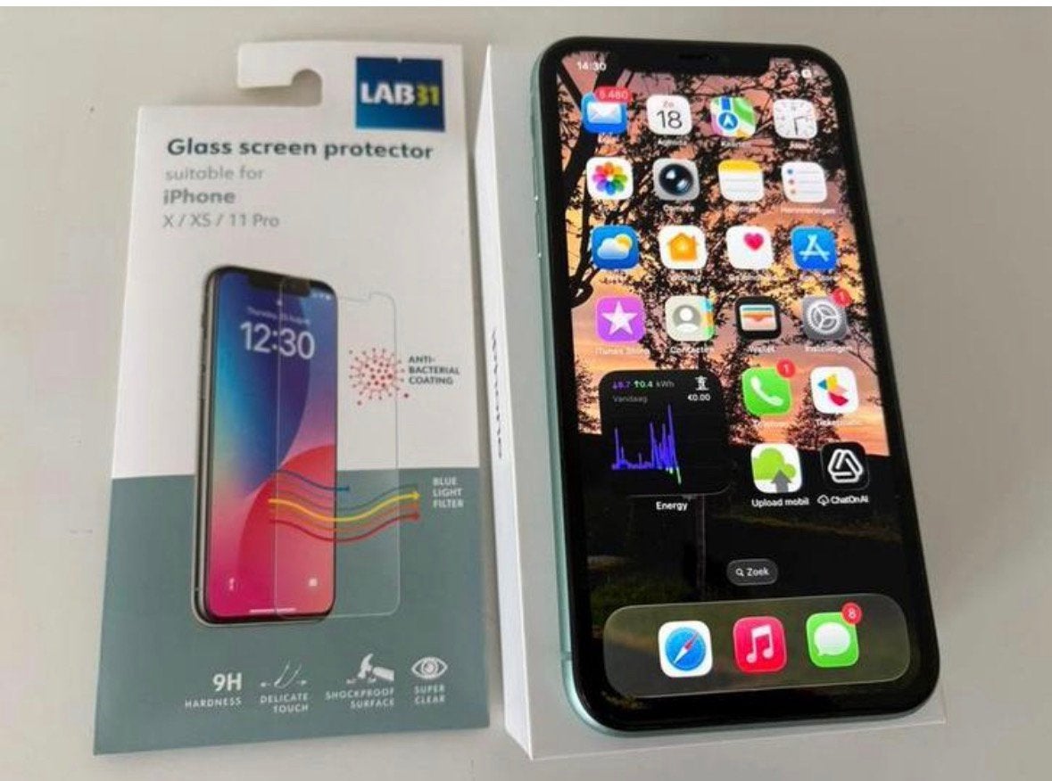 iPhone 11 - 128GB - Mint Green - Krasvrij - iOS 26.2, Télécoms, Enlèvement, Comme neuf, IPhone 11