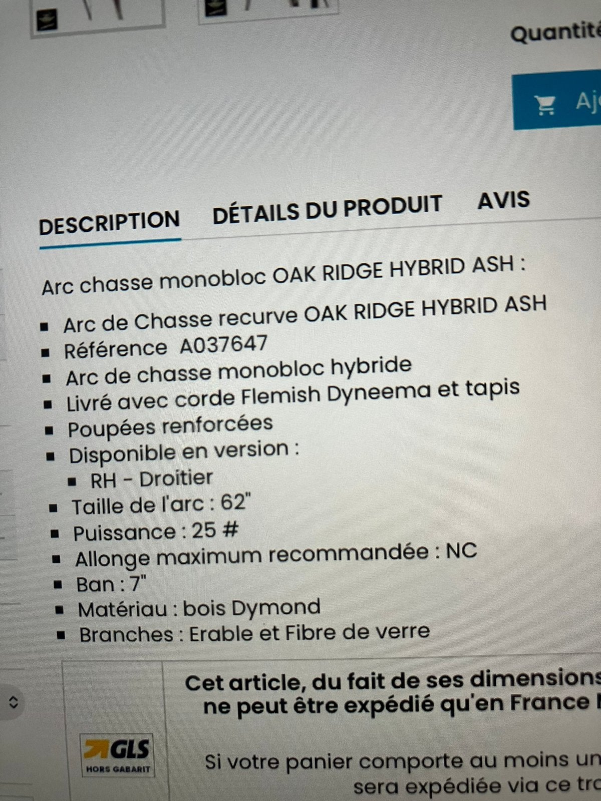 Arc chasse monobloc oak ridge hybride ASH, Enlèvement ou Envoi, Comme neuf