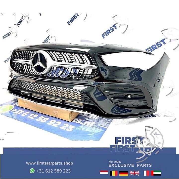 W118 C118 AMG LINE VOORBUMPER ZWART Mercedes 2018-2022 ORIGI, Gebruikt, -, Voor, Ophalen of Verzenden
