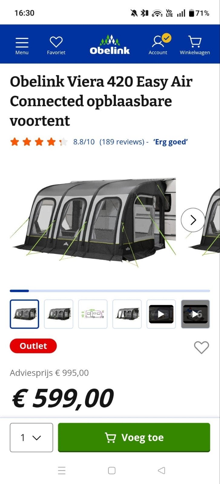 auvent, Caravanes & Camping, Enlèvement, Neuf