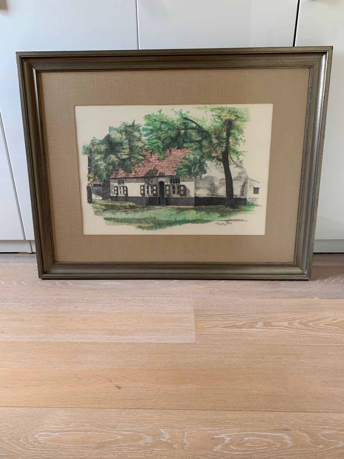 Œuvre originale « Oude Hoeve Sleidinge » —Goessens, Enlèvement, Signé, Aquarelle